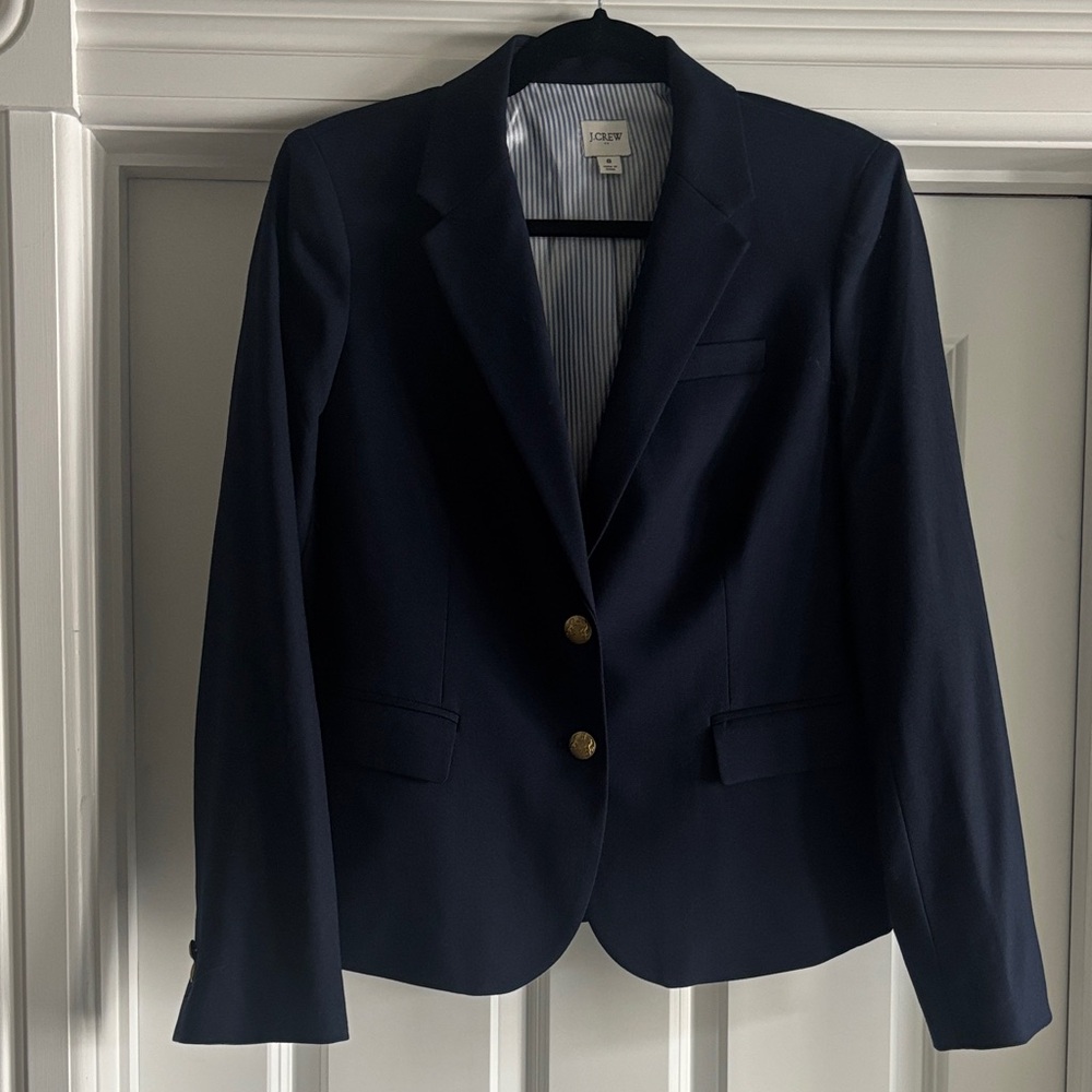 J. Crew Women's Dark Blue Blazer with Gold Buttons